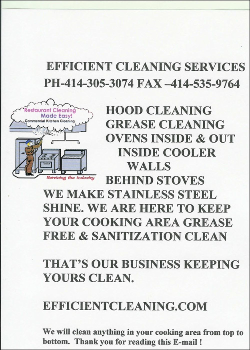 Cleaning and removal work by Efficient Cleaning in Milwaukee – job 139